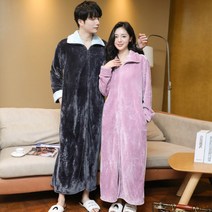 점프수트 잠옷 여 겨울 플란넬 나그네 지퍼 슬립 남 루즈핏 커플 가운, 따뜻한보라색여성섬세한따뜻한, L것이이내160-170Cm140Kg