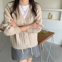 박시 봄가을 여성의류 여자스웨터코디 니트가디건코트 와이드 루즈핏 소프트스타일 겨울 상의 핏아우터 3848018548, 2XL, 베이지칼라