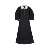 더베이지스 마랑 집업 카라 퍼프 롱 원피스