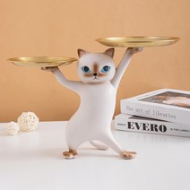 플랜와이 인테리어 고양이 감성 트레이 차키 소품 악세사리 보관함 T5, 그레이