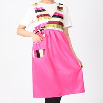 한복 색동 원피스 앞치마 설 추석 명절 어린이집, AE129 연빨강M, 1개