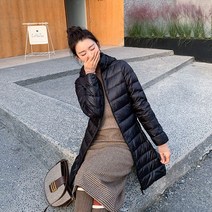 ANYOU 겨울 여성 초경량 후드 오리털 롱패딩 따뜻한 여성경량패딩 중년여성 롱 코트