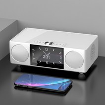 사운드바 홈시어터 TV사운드바 soaiy 블루투스 스피커 휴대용 hifi 무선 360 스테레오 서라운드 오디오 서브우퍼 8000mah 전원 은행 비디오 플레이어, 하얀