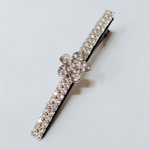 SUNNYDAY 리본 플라워 큐빅 슬림 고급 실버 메탈 악어핀 일자핀 성인 여성 백화점 집게핀 헤어핀 머리핀 N8