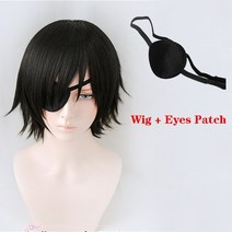 남자가발가격 남성가발 남자 헤어 중년 Himeno 가발 전기 톱 남자 블랙 숏 푹신한 계층화 된 합성 머리 눈, 01 one size, 01 wig and eyes patch