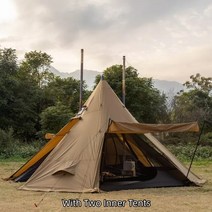 대형 인디언 티피텐트 감성 면 텐트 캠핑 피라미드 텐트 초경량 야외 4-6 인용 겨울 난방 요리 배낭 티피, 02 Pyramid Tent B