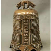 10 민속 중국 청동 구리 사원 드래곤 헤드 동상 불상 벨 세트 도매 공장, 한개옵션0