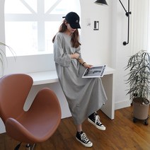 하늘바라기 여성용 메이드 A라인 롱 원피스