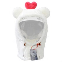 긴귀토끼 흰곰 헬멧 캡 긴털 당근 H093 스키, 뽀글이 흰곰에 하트 - 스키 헬멧, 플러시화이트베어레드하트스키헬멧