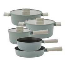 락앤락 인덕션 슈트 IH 프라이팬 냄비 5종 세트, 민트, 멀티팬 22cm + 프라이팬 26cm + 냄비 3종