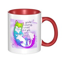 세트 예쁜 찻잔당신은 강하고 똑똑하며 이것을 얻었습니다! Snuggly Kitty Yerba Mate 커피 컵 세트 맞춤형, 02 Red_01 301-400ml