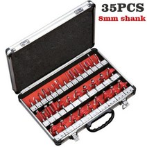 밀링커터 컷터 절삭공구 6mm8mm635mm 생크 전문 플러시 트림 라우터 비트 세트 목재 텅스텐 카바이드 목공 밀링 커터 도구 121535 개, 35pc 8mm with box