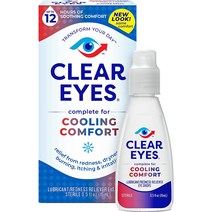 [미국]Clear Eyes Cooling 일회용 인공눈물 점안액 15ml, 1개