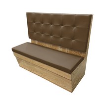 대성쇼파 수납 가능한 붙박이쇼파 의자 3인용(1500mm)-바둑단추형(컬러타입), 브라운+밝은 프레임