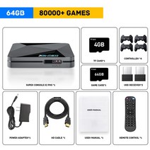 오락기 레트로 옛날오락기 가정용 오락실 게임기 슈퍼 콘솔 X2 PRO 게임 100K 70 에뮬레이터와 호환 4K UHD 24G 50 GWifiBT 지원, X2PRO647064+EU
