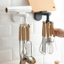 다용도 무타공 부착형 주방 회전 걸이 조리 기구, 벽걸이 화이트, 본상품선택