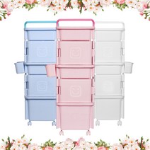 국민기저귀정리함 데일리리빙 원포켓 기저귀정리함3단4단 이동식 트롤리, 화이트, 미니포켓3단