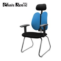 체어센스 듀얼고정 C형 바퀴없는 사무용 회의용 회의실 독서실 학원 고정의자, 고급메쉬, 블루