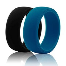Tuhaoge Silicone Wedding Ring for Men Single Pack Silicone Rubber Wedding Bands Silicone Wedding Rin, 12, Blue Black