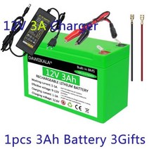 인산철 시동 배터리 12V 18650 팩 리튬 충전식 태양열 축전지 전기 조명 3A 충전기, 3Ah battery
