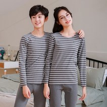 핫팩 청소년 노라인 내복세트 스스로발열 가을옷 가을바지 남아 중학생 여성겨울, C06-다크그레이 스트라이프