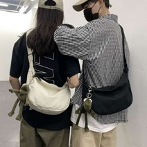 MZ세대 심플 무지캔버스백 남녀공용 데일리 크로스백 학교 학원 스쿨