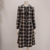 앤디스클라인 네크 훌 그린 체크 원피스 A2LCO601 44