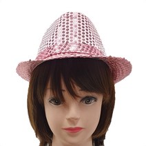 파티로 신사 모자 마술사 공연 장기자랑 반짝이 스팽글 페도라 파티, 스팽글신사모자(연핑크)