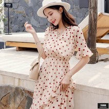 가바바 여성 원피스 러블리 복고풍 쉬폰 캉캉 도트 여름 롱원피스 G49487