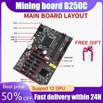 비트코인 채굴 B250 마이닝 마더 보드 전문가 12 PCIE Miner Rig BTC ETH Asus LGA1151 USB3.0 SATA3 인텔, One, One Size