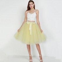 샤스커트 튤스커트 tulle dress 여름 스타일 6 레이어 무릎 길이 투투 튤 스커트 고탄력 허리 스윙 볼 가운 플리츠 스케이터 스커트 saias jupe