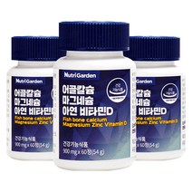 타이거아울렛 아일랜드산 어골칼슘 마그네슘 아연 비타민D 60정 x 3병 비소성 칼마디 PGA 칼슘제 칼맥디 폴리감마글루탐산 온가족 청소년 골다공증 뼈영양제, 단품, 단품