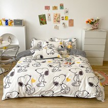 3 ~ 4 피스 침대 시트 귀여운 만화 미키 이불 커버 흑백 체크 시트