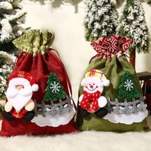 크리스마스 산타 보따리 주머니 선물 포장 부직포 트리 홈파티 장식 자루 인형 오너먼트, 그린