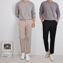 봄 상품 테이퍼드핏 크롭 슬랙스 남자 바지 9부 슬랙스 부분 밴드 팬츠 준옴므