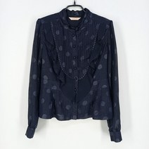 빈티지다온 샤틴 여 도트 펄스트라이프 쉬폰블라우스 네이비85