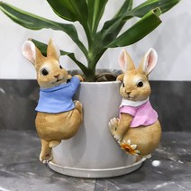 귀엽다화분 토끼걸이수지공예품, 개구리 토끼
