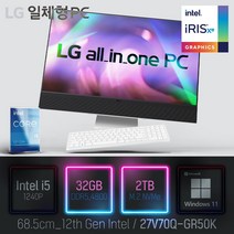 LG 일체형PC(12세대) 27V70Q-GR50K [이벤트 한컴오피스 증정], 27V70Q-GR50K 램32GB + SSD2TB