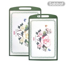 [천삼백케이] [사바트] 그린로즈 양면 항균도마 대+중 세트