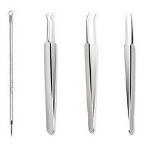 피지제거기 여드름짜기 코 얼굴 블랙헤드 압출 바늘 단품, 일자형