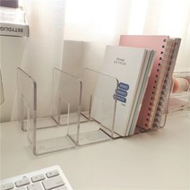 아크릴 투명 수납함 탁상형 미니 책장 책꽂이 심플한, 4 섹션