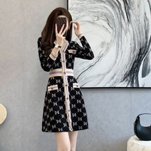 2023 써스데이 아일랜드 하라주쿠 스타일 원피스 빈티지 맥시 드레스 긴팔 프린트 니트