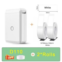 Niimbot-D101 D11 미니 열전사 라벨 스티커 프린터 잉크리스 휴대용 포켓 메이커 12-15mm 휴대폰 기계용, 07 D110 with 2 W paper