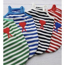 강아지옷 깔끔한 골지 하트 뿅뿅 나시티 면 4 COLOR S-XL, 그린