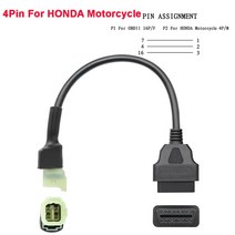 OBD2 커넥터 KTM 오토바이 6 핀 혼다/야마하/스즈키/가와사키/할리 2 자동 도구 모토 연장 케이블, 02 For HONDA 4PIN