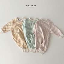 단가라 바디슈트 유아 아동 아기 베베 돌선물 100일선물 출산 면 스트라이프 마이베베