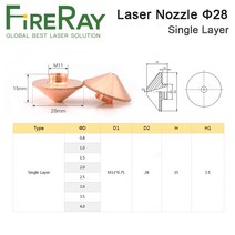 FireRay-직경 28mm 레이저 노즐 싱글 더블 레이어 구경 0.8-5.0 스레드 M11 Precitec WSX 파이버 커팅 헤, 01 Single Layer_04 1.4mm