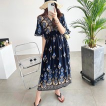 여름 롱 원피스 휴양지룩 보헤미안 [메다모드]