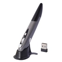 FWT 무선 2.4GHz USB 광학 펜 마우스 PC 용 조정 가능한 1600DPI 4 키 마우스, 회색, 모델명2
