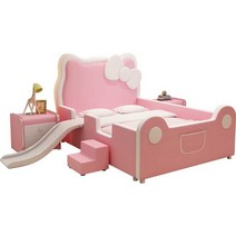 여아침대 키티침대 어린이침대 초등 공주침대 프레임, 1200mmx1900mm 침대+침대 협탁 1개